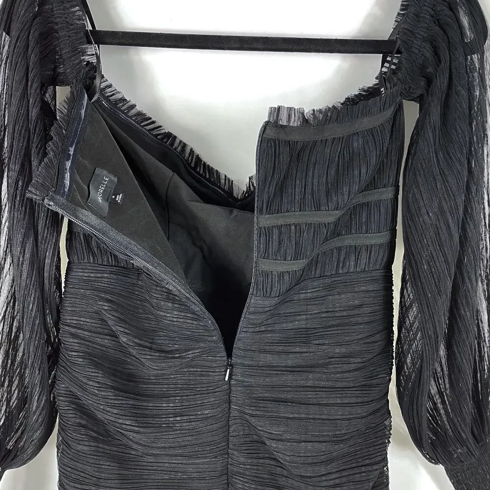 Majorelle Zata Dress Black Ruched Long‎ Sleeve Off Shoulder Women's Sz XS